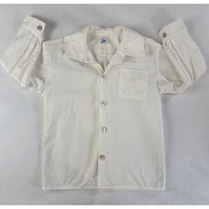 Charabia Paris Junior Couture Shirt White Linen Blend Mother Pearl Buttons 5/6